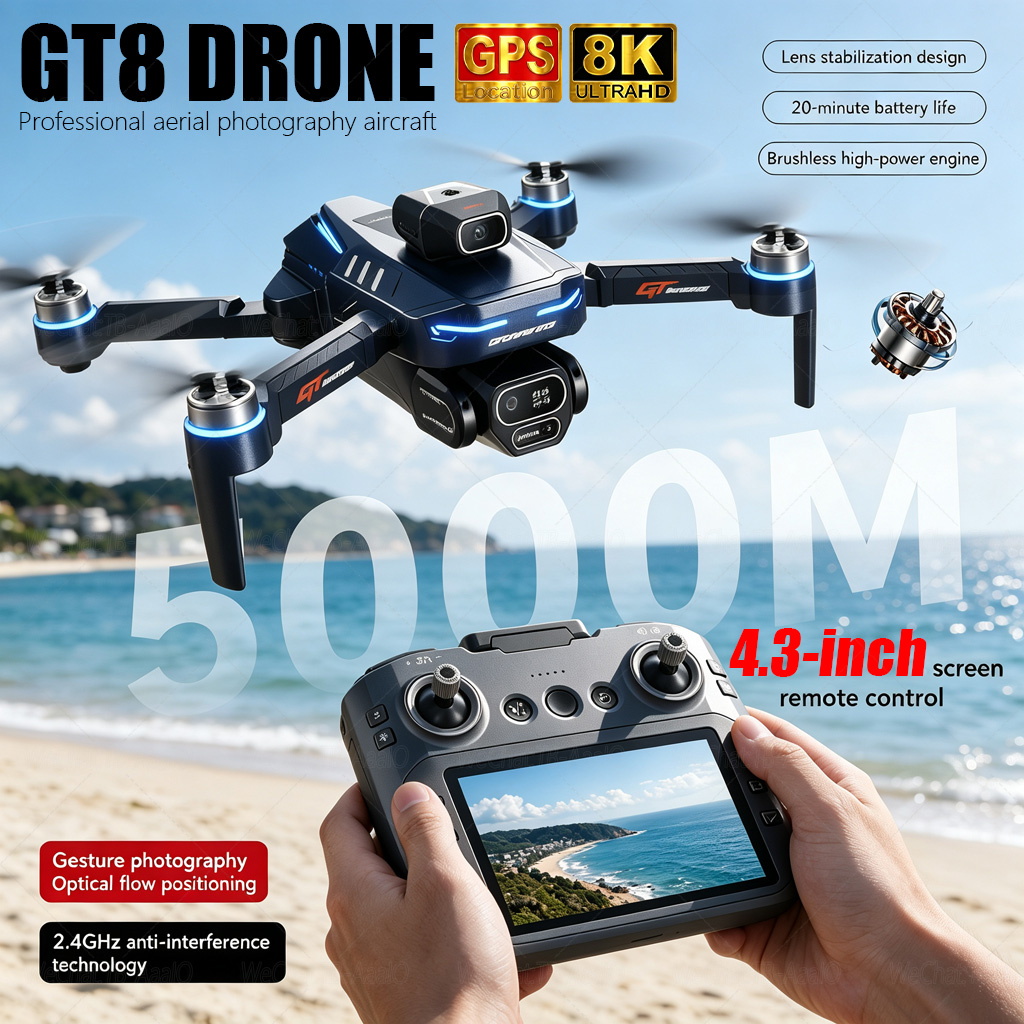 โดรน NEW GT8 HD RC 4K ระดับมือ - Drone Camera Night Vision บทวิจารณ์และราคา