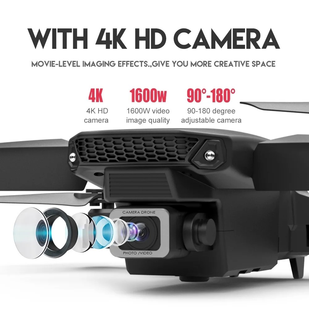 โดรน RC รุ่นใหม่ E88Pro 4K ระด - Drone Camera Wide Angle บทวิจารณ์และราคา